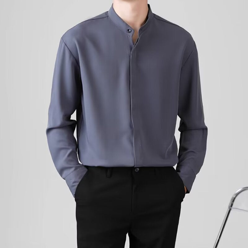 Herren Elegantes Stehkragenhemd Drune