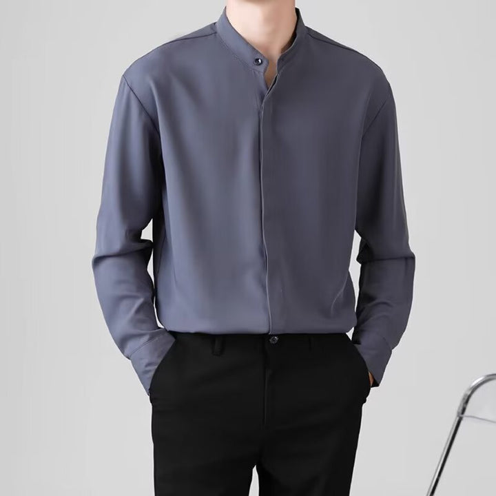 Herren Elegantes Stehkragenhemd Drune