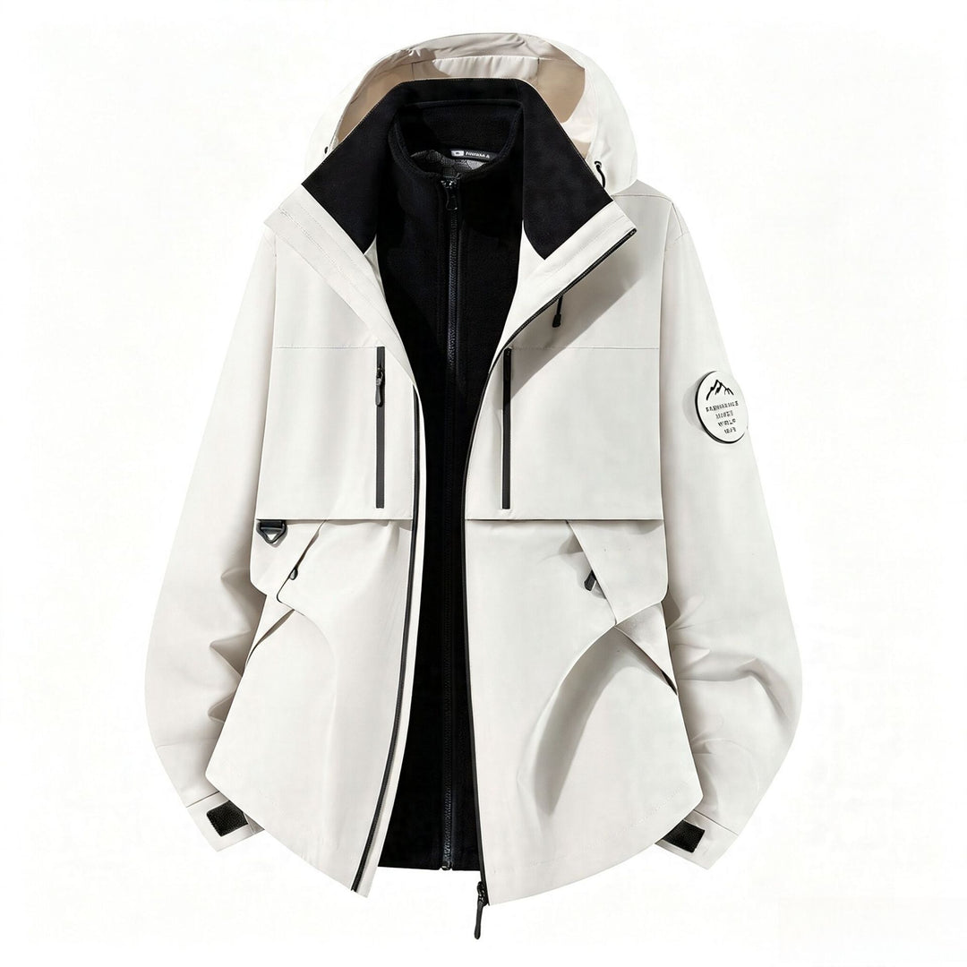 Herren dreilagige Softshell-Outdoorjacke mit herausnehmbarem Fleecefutter und Kapuze Drune