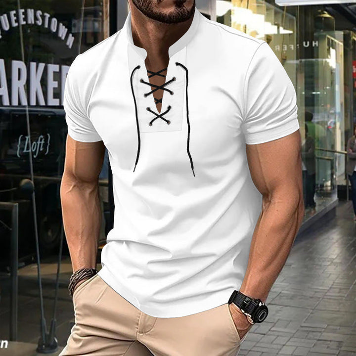 Herren lässiges Poloshirt mit Schnürung Drune