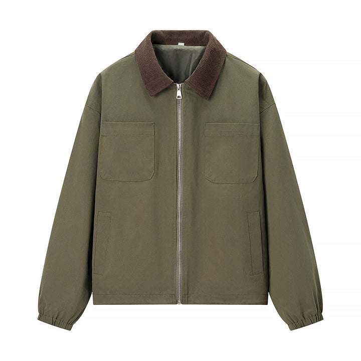 Damen Kurzjacke im Workwear-Stil mit Kordkragen, Reißverschluss und aufgesetzten Brusttaschen Drune