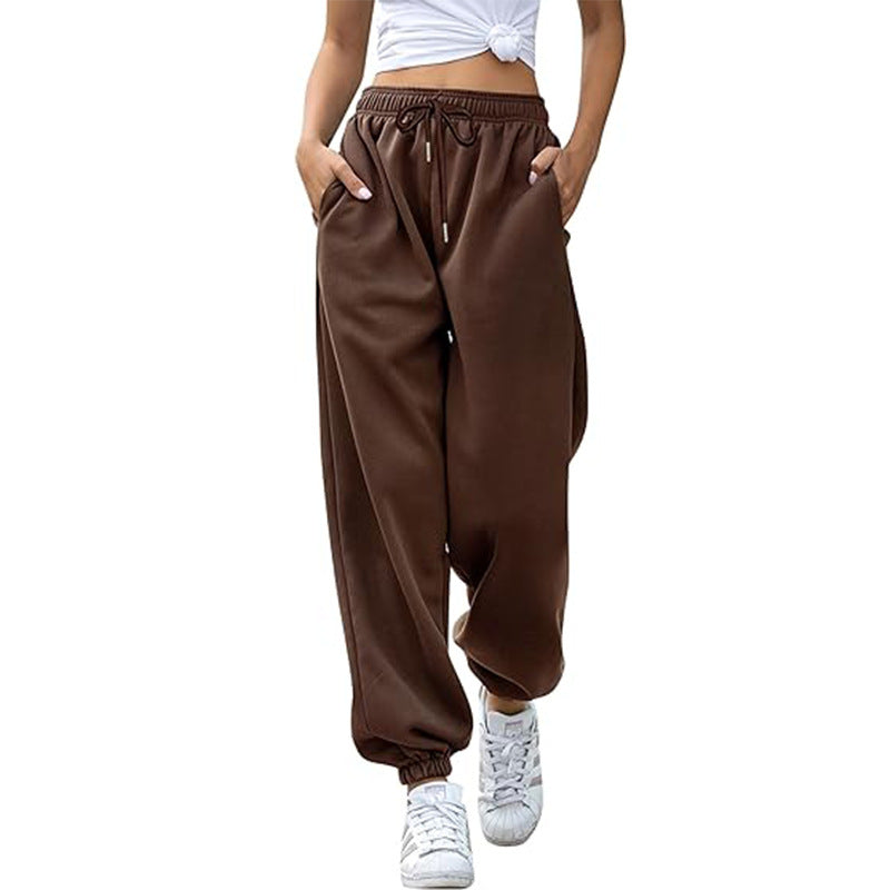 Damen nan weite Jogginghose mit hohem Bund elastischen Bündchen und Seitentaschen Drune