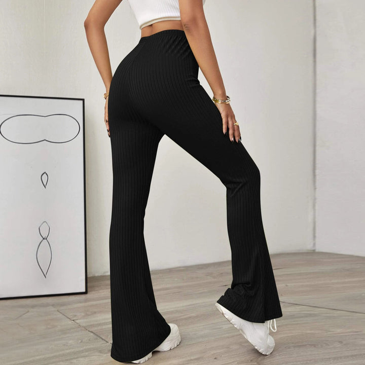 Damen hochtaillierte gerippte Schlaghose aus stretch‑Jersey Drune