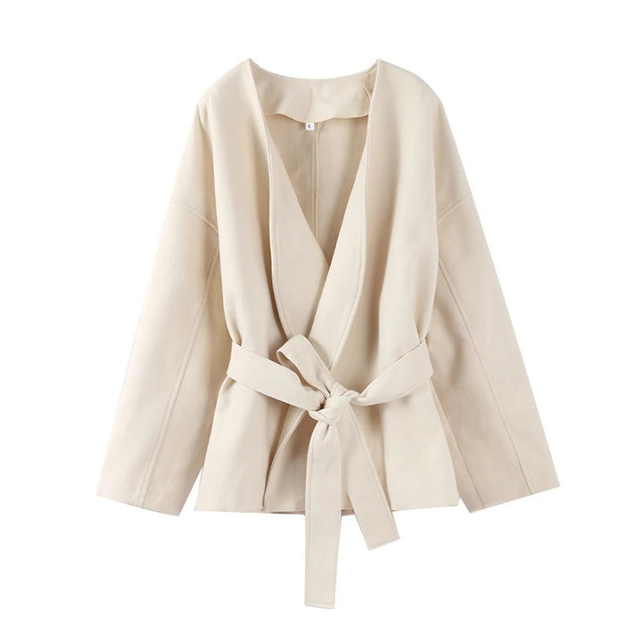 Damen modische Wickeljacke mit Gürtel und elegantem Schnitt Drune