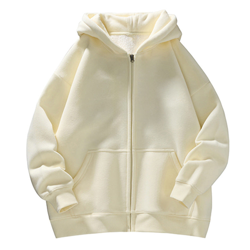 Unisex Oversize-Kapuzenjacke mit durchgehendem Reißverschluss, Teddyfutter und Känguru-Taschen Drune