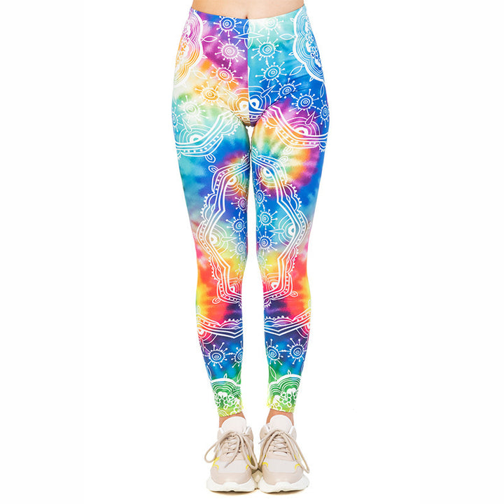 Damen Leggings mit Einhorn-Print, Verlaufsmuster und hohem Komfortbund Drune