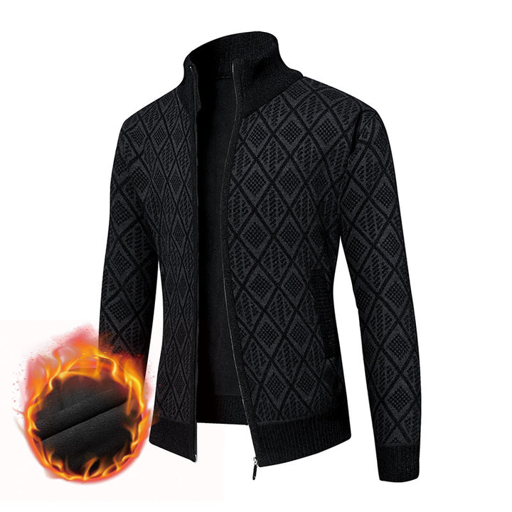 Herren Thermo-Strickzipjacke mit Jacquardmuster und Fleece-Innenfutter Drune