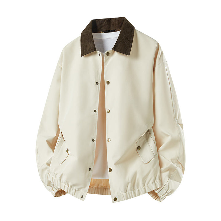 Herren Kurz geschnittene Coachjacke mit Cordkragen, verdeckter Druckknopfleiste & elastischem Saum Drune