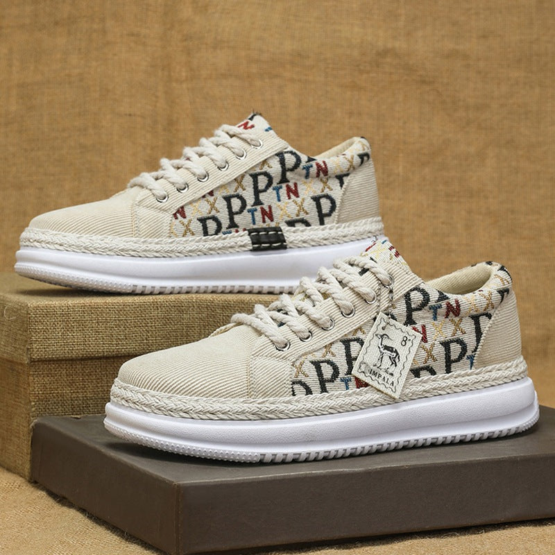 Damen Plateau-Espadrille-Sneaker mit geflochtenem Jute-Detail und monogramm-Canvas Drune