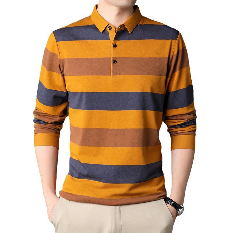 Herren Langarm-Polohemd mit modischem Streifendesign und hochwertigem Materialmix Drune
