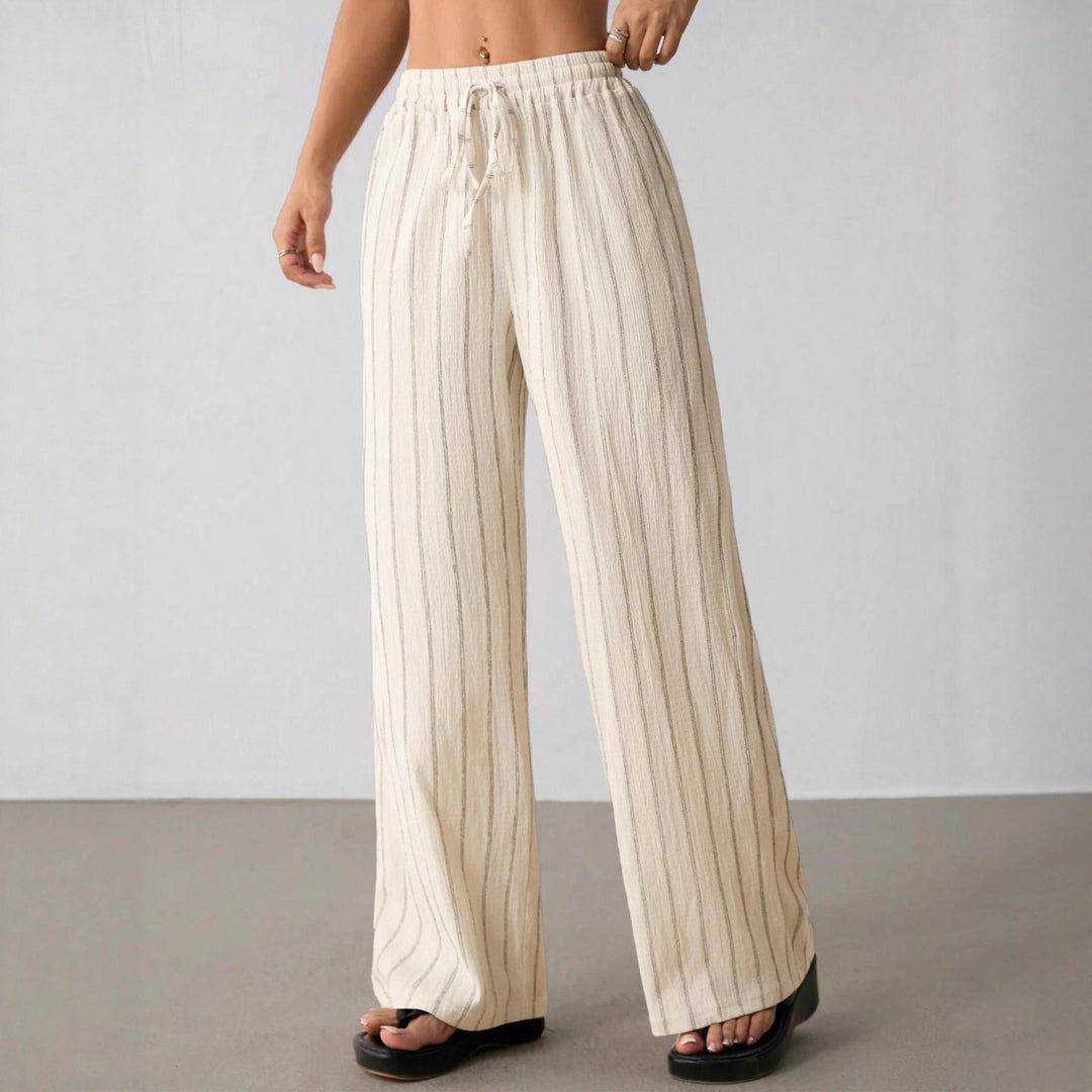 Damen Weite Strickhose mit hohem Bund und Kordelzug Drune