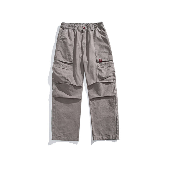 Herren Lockere Cargohose mit elastischem Bund, Multifunktionstaschen und geradem Bein Drune