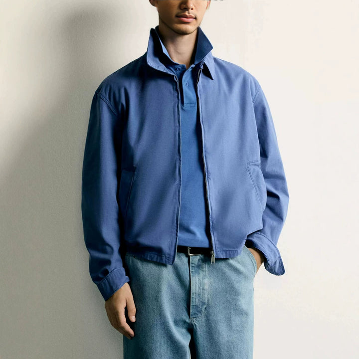 Herren Leichter Boxy-Blouson aus Baumwoll‑Twill mit Hemdkragen Drune