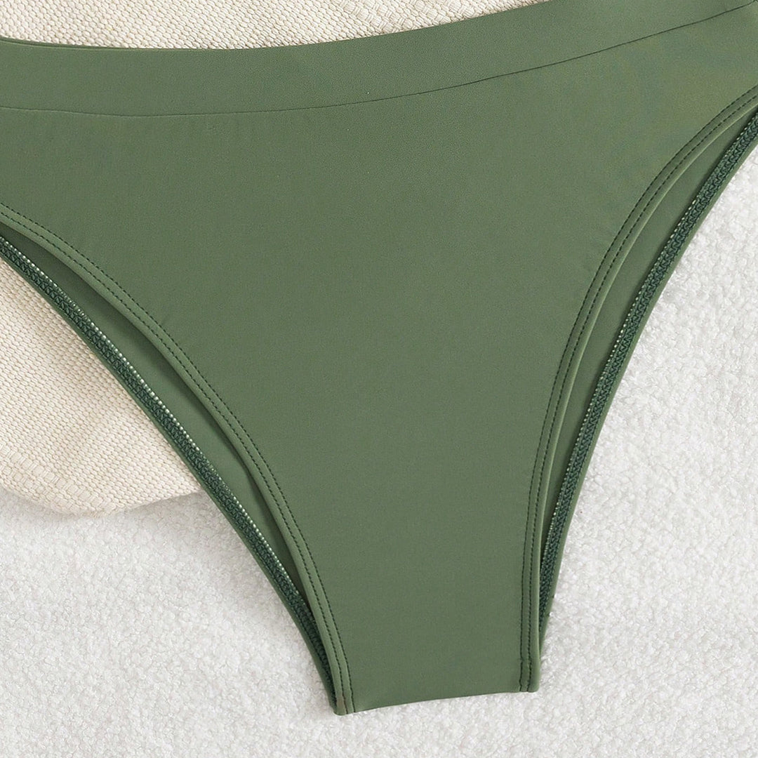 Damen Push-Up Bikini mit gerafftem Oberteil und hohem Bund Drune