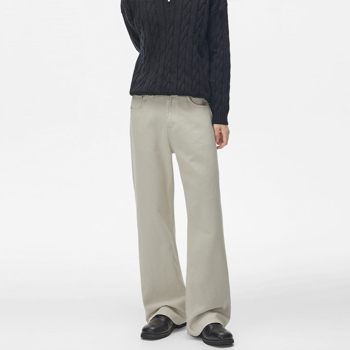Herren Weit geschnittene Baumwoll-Twill Baggy-Hose mit tiefem Schritt und cleanem Five-Pocket-Schnitt Drune