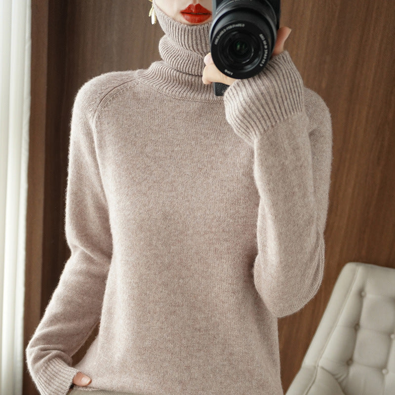 Damen Rollkragenpullover aus weichem Wollmix mit verlängerten Bündchen Drune