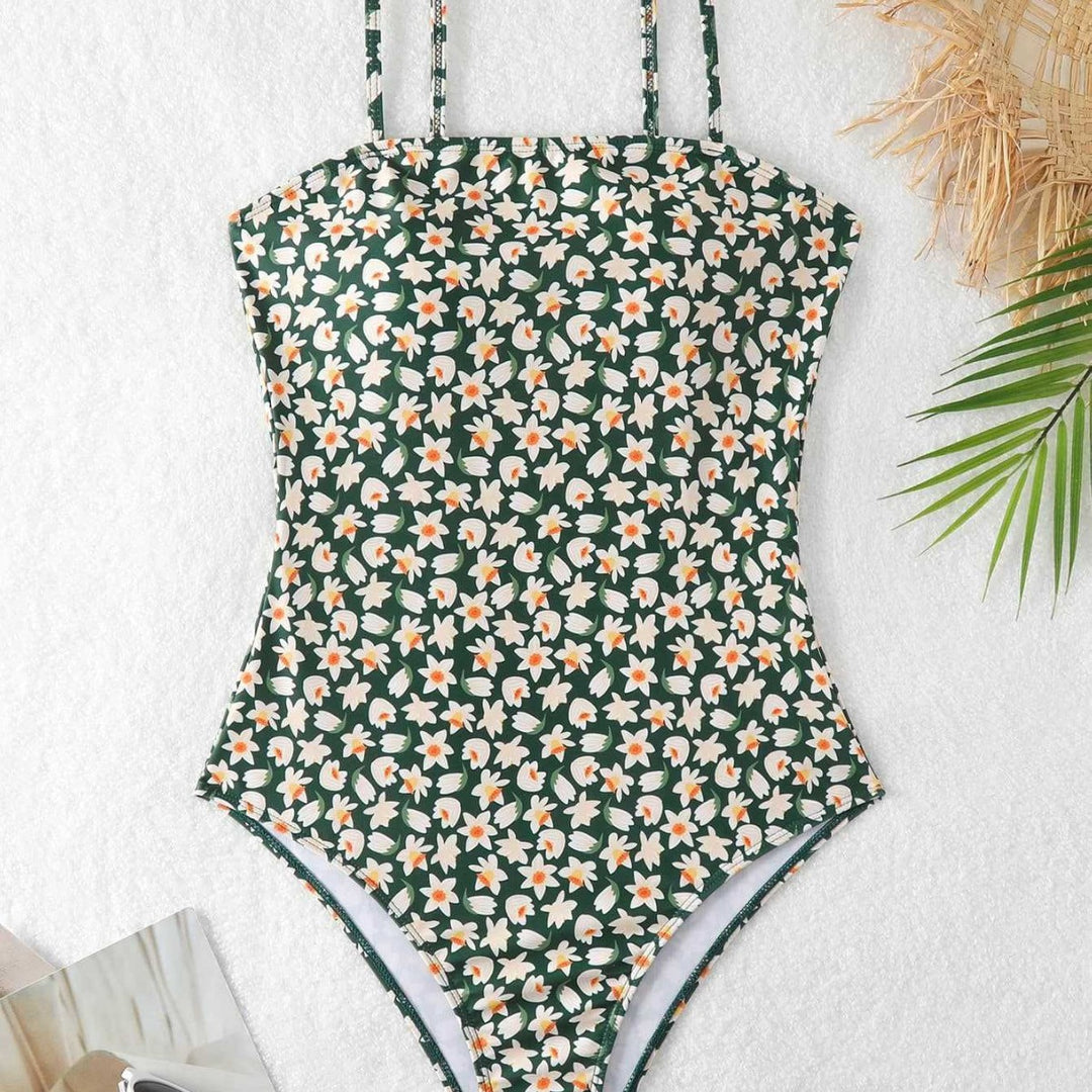 Damen Einteiliger Badeanzug mit floralem Design und verstellbaren Trägern Drune