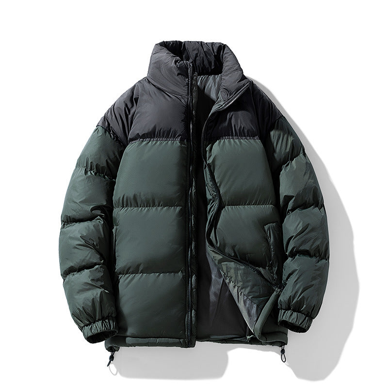 Herren gesteppte Thermo-Daunenimitat-Jacke mit hohem Stehkragen und Kordelzug Drune