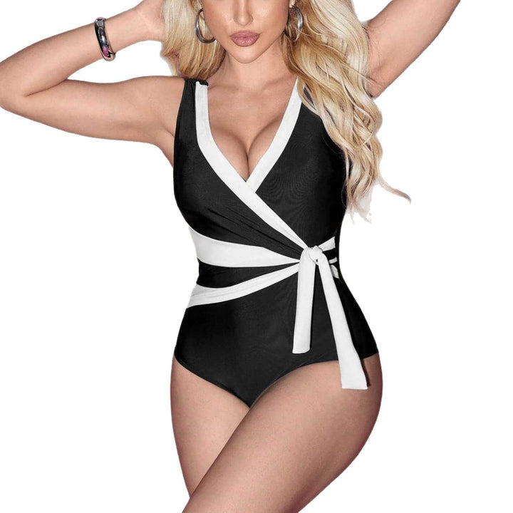 Damen Einteiliger Badeanzug mit elegantem Wickel-Design Drune