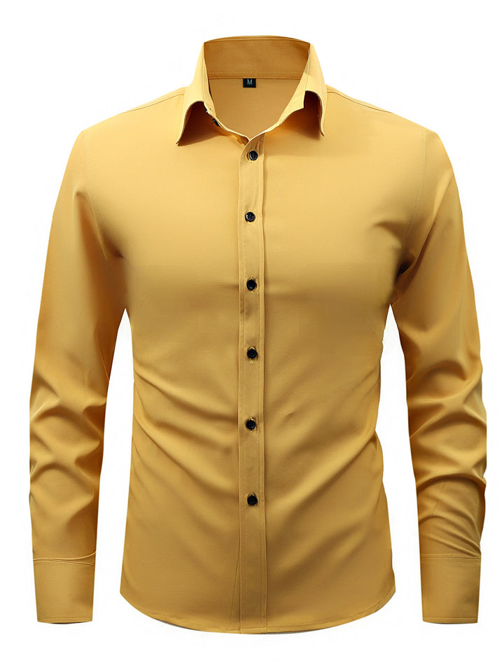 Men's  slim fit long sleeve stretch cotton dress shirt with spread collar Drune