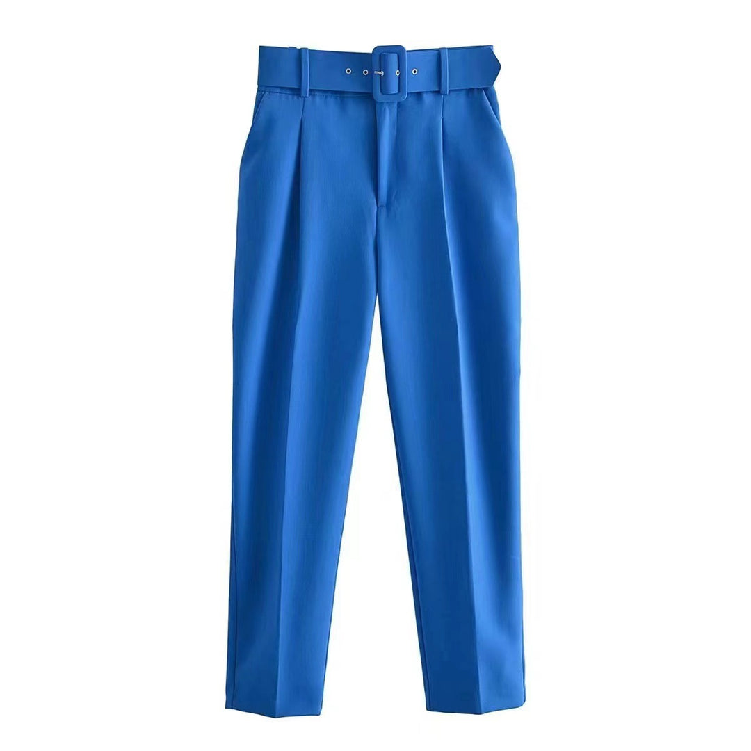 Damen weite Hochbundhose mit schickem Gürtel Drune