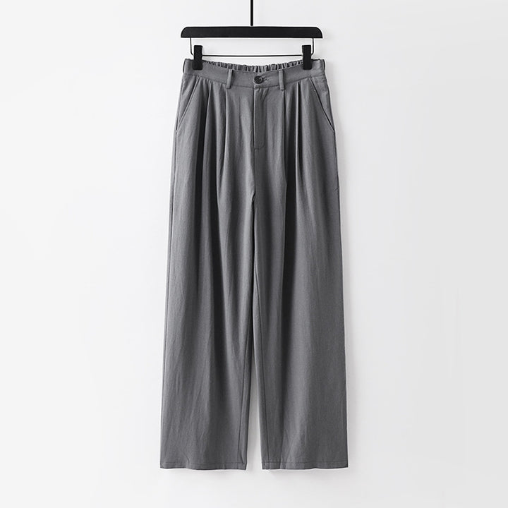 Damen weite Hose mit hoher Taille und Bundfalten Drune