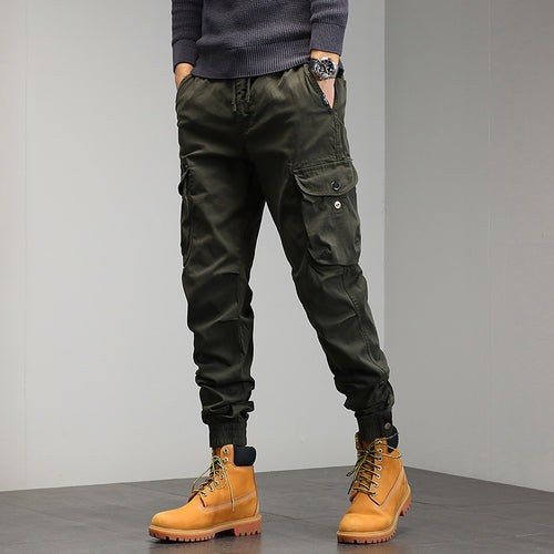 Herren Cargo-Joggerhose im Utility-Look mit elastischem Bund, Mehrfach-Taschen und gerippten Beinabschlüssen Drune