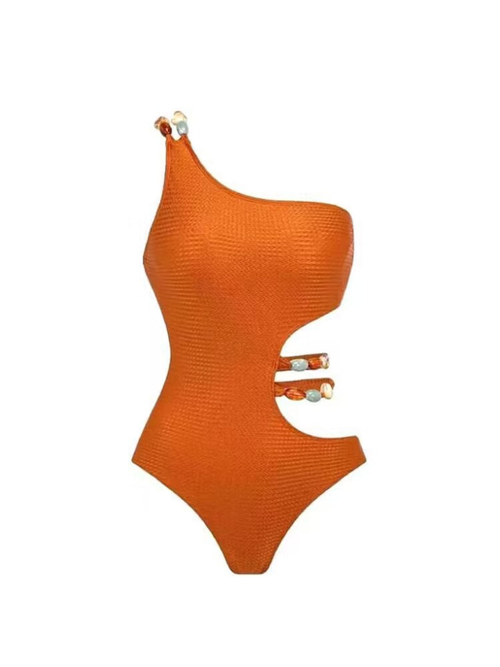 Damen Badeanzug-Set mit asymmetrischem Oberteil und elegantem Sarong Drune