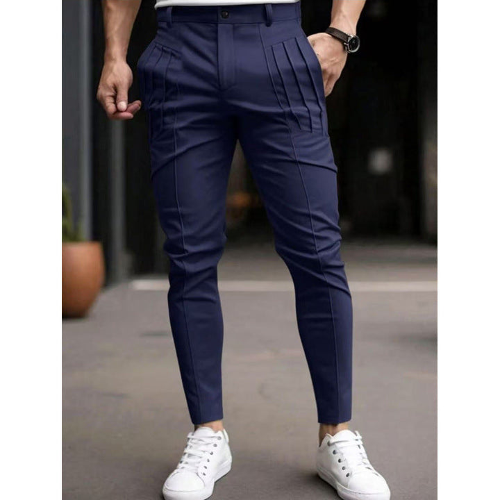 Herren stylische Slim-Fit Anzughose mit plissiertem Design Drune
