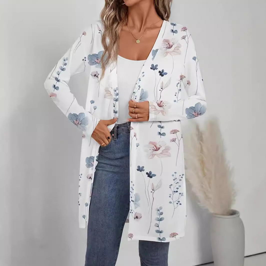 Damen Blütenmotiv Cardigan mit weitem Schnitt Drune