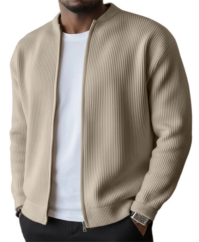 Herren Rippstrick Bomber Cardigan mit vollem Reißverschluss EB