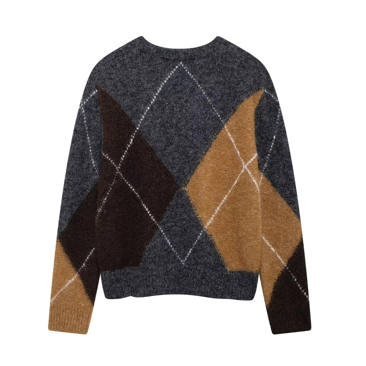 Damen Kuscheliger Pullover im modernen Rautenmuster Drune