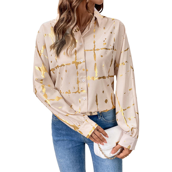 Damen Elegante Bluse mit goldenen Akzenten Drune