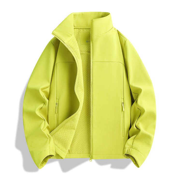 Unisex leichte Softshell-Jacke mit Fleece-Innenfutter, Stehkragen und Reißverschlusstaschen Drune
