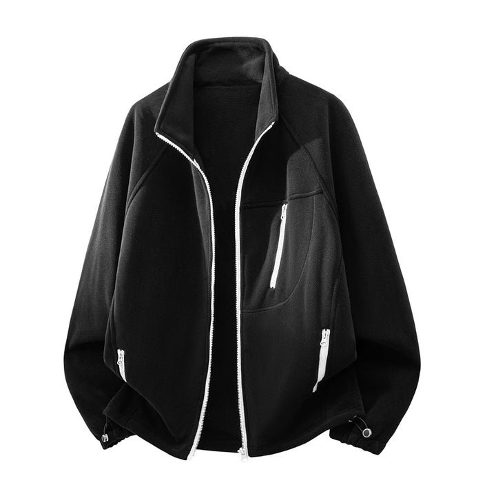 Unisex funktionale Microfleece-Performancejacke mit Stehkragen, Brustreißverschluss und ergonomischen Raglanärmeln Drune