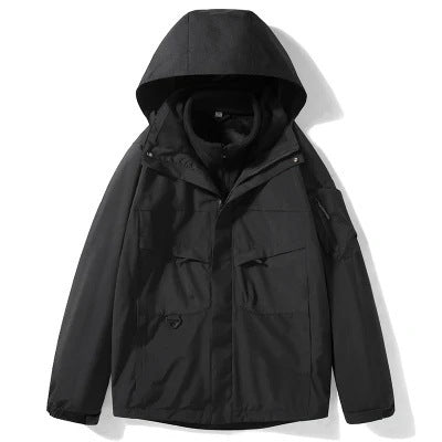 Herren Outdoor-Softshelljacke mit abnehmbarer Fleece-Innenjacke und Kapuze Drune
