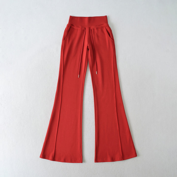 Damen flared Loungehose mit hohem Bund und praktischen Seitentaschen Drune