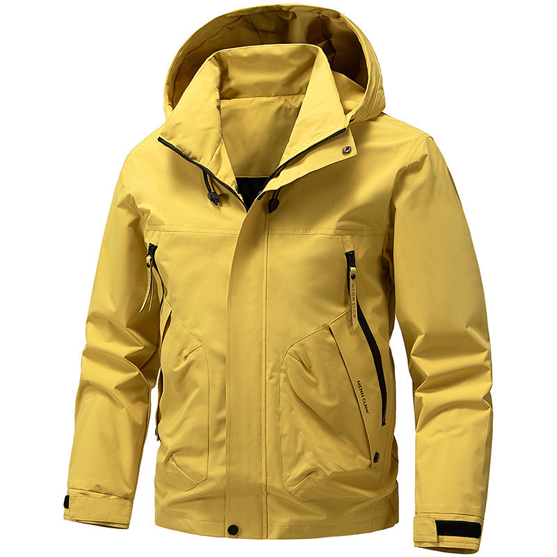 Herren Atmungsaktive Softshell Outdoorjacke mit winddichter Membran, verstellbarer Kapuze und Reißverschlusstaschen Drune