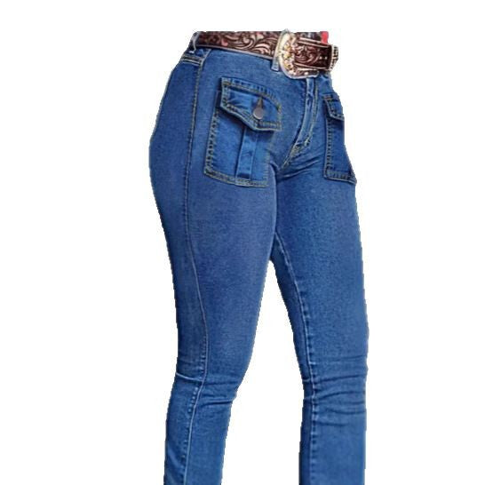 Damen Western-inspirierte Bootcut-Jeans mit Front-Klappentaschen und sculptendem Schnitt Drune