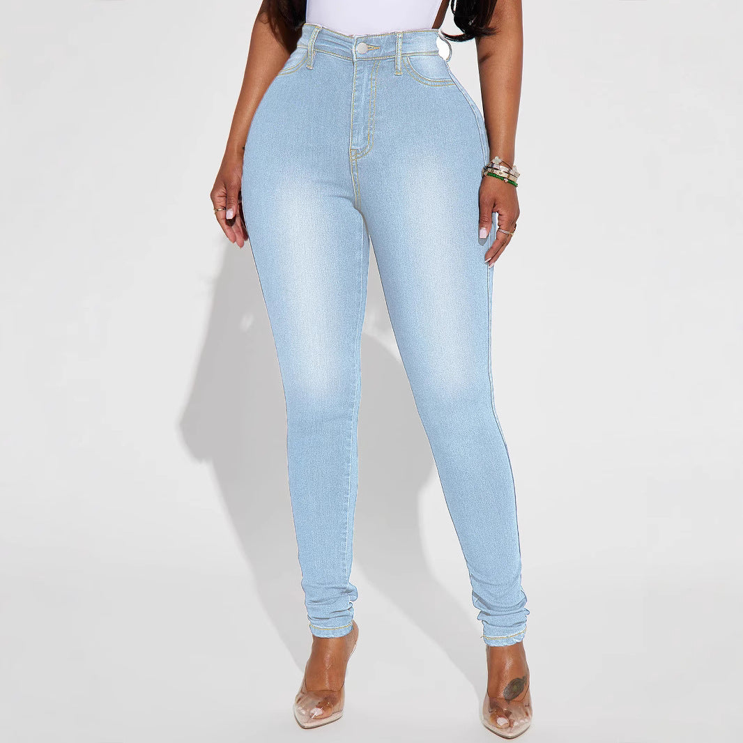 Damen High-Waist Skinny-Jeans mit formendem Stretch und schmalem Bein Drune