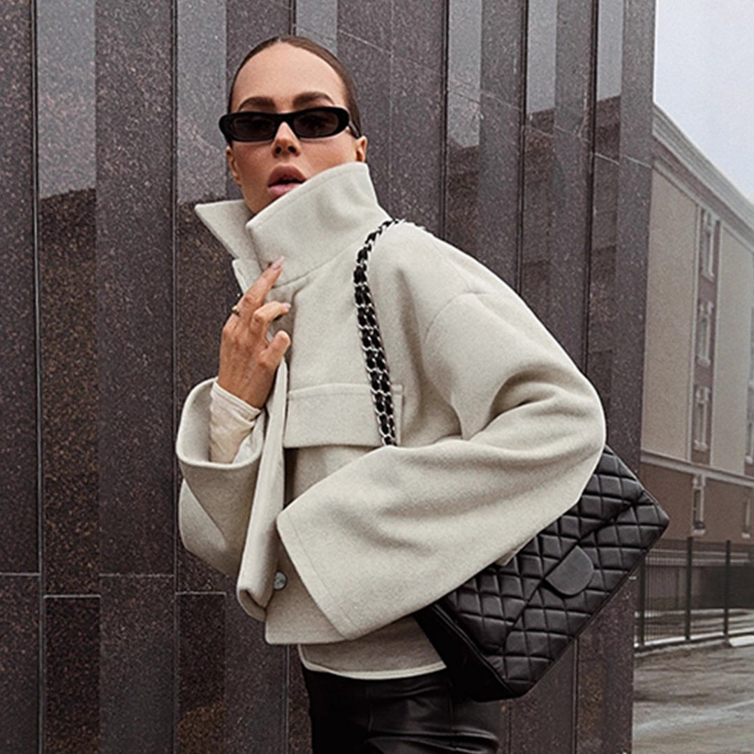 Damen Oversized Wolljacke mit Knopfleiste und praktischen Taschen Drune