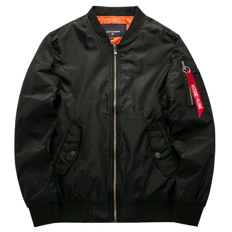 Men's  minimalist nylon flight bomber with low-profile front pockets and zip sleeve tag Drune