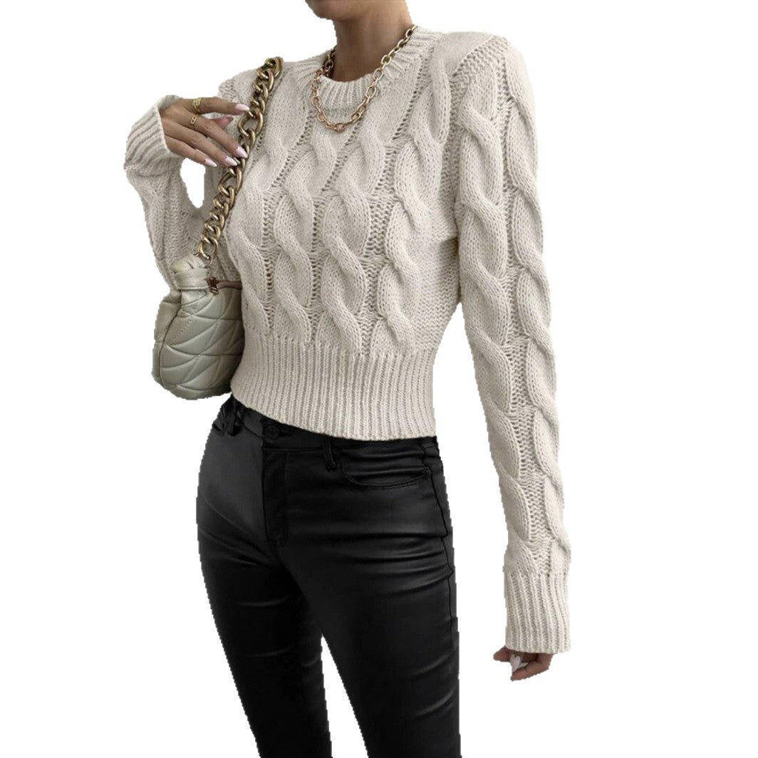 Damen Feiner Zopf‑Strickpullover mit Rundhals und gerippten Bündchen Drune