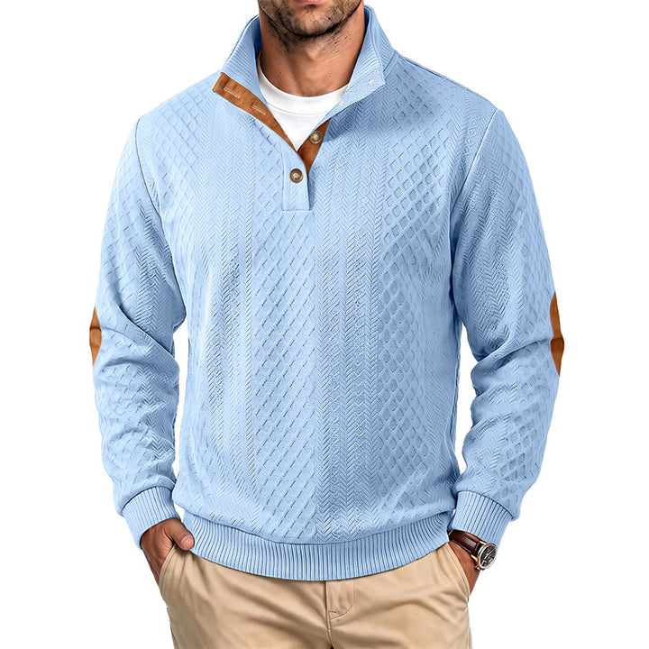 Herren Feinstrukturierter Troyer-Pullover mit Kragenbesatz und Ellbogen-Patches Drune