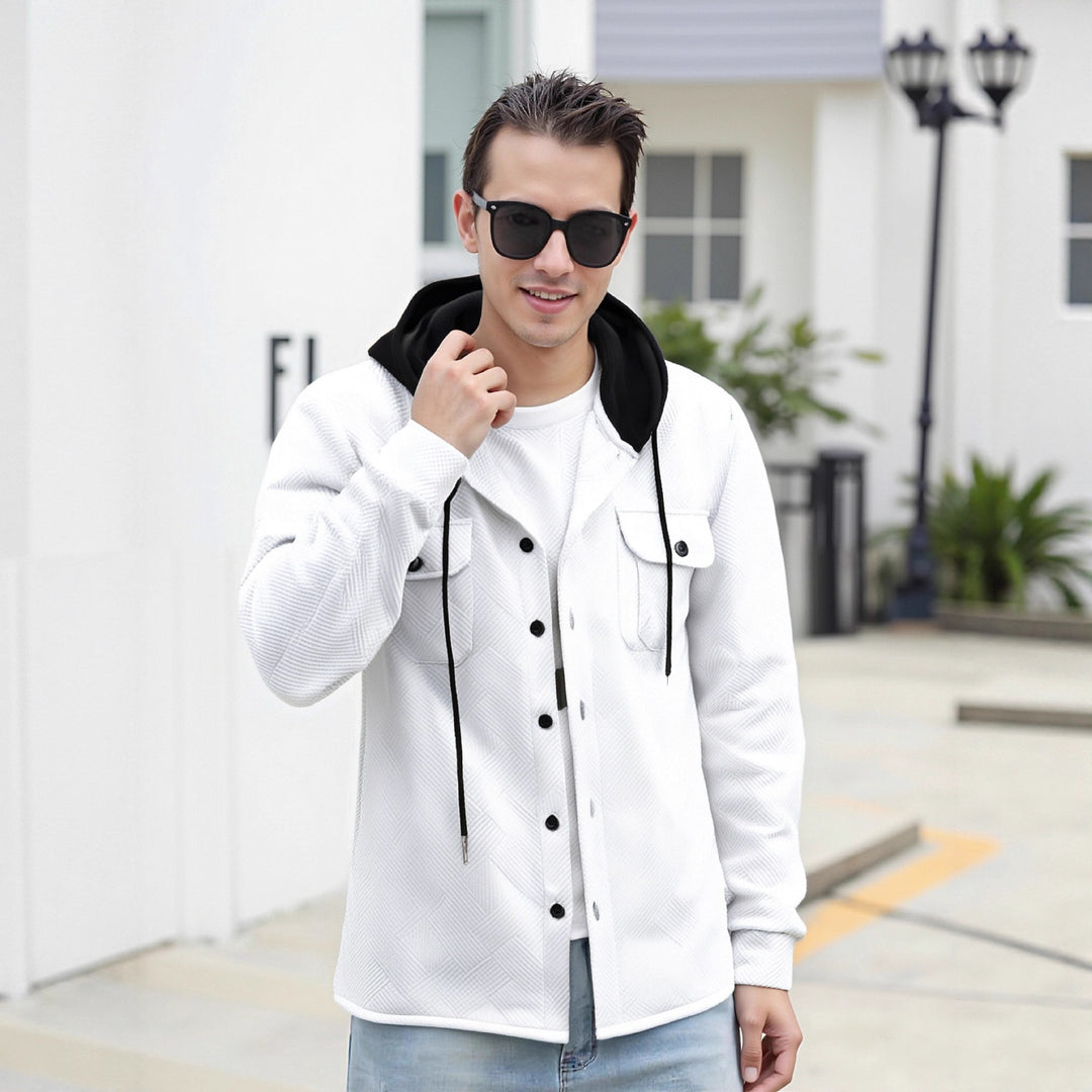 Herren modische Hybrid-Jacke mit abnehmbarer Kapuze und praktischen Taschen Drune