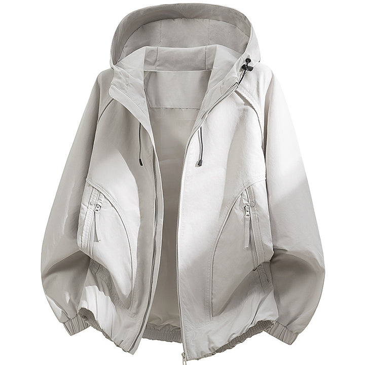 Herren Kapuzen-Utility-Softshelljacke mit Oversize-Schnitt, Reißverschlusstaschen und elastischem Saum Drune