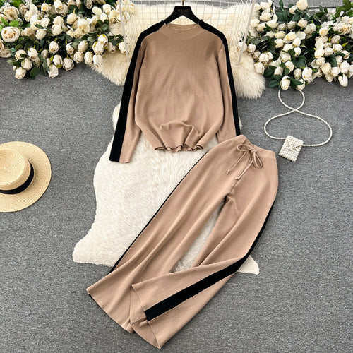 Damen sportliches Lounge-Set mit kontrastierenden Seiteneinsätzen Drune