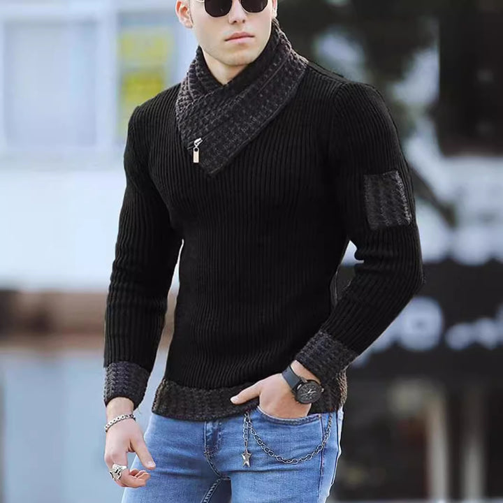 Herren Strickpullover mit hohem Kragen und strukturiertem Design Drune