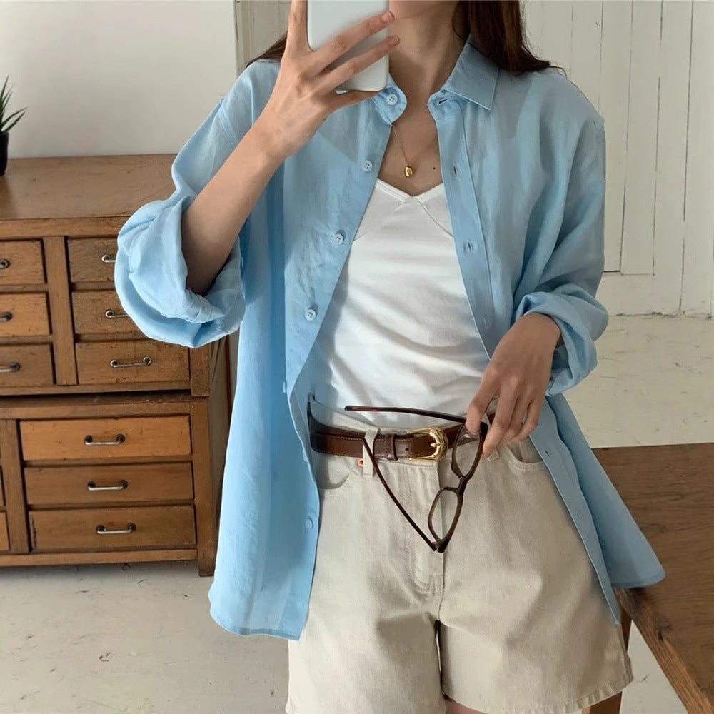 Damen Lässige Oversize-Hemdbluse mit kastiger Silhouette und krempelbaren Ärmeln Drune