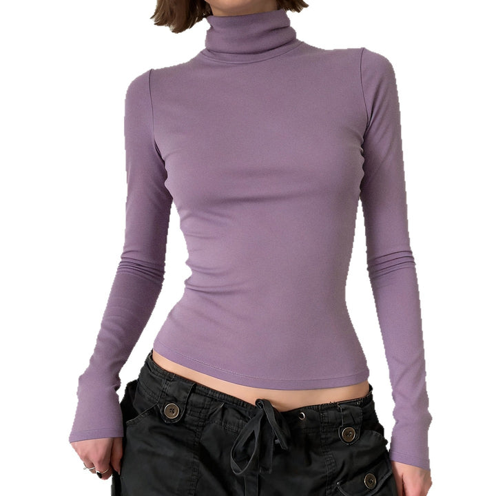 Damen Figurnahes Langarm-Rollkragen-Shirt aus Stretch-Jersey Drune